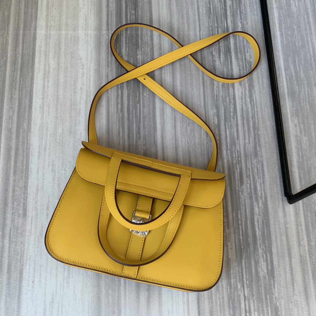 에르메스 미니 할잔백22 앰버 옐로우 은장 스위프트